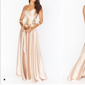 Mumu faith maxi dress champagne luxe satin XL
